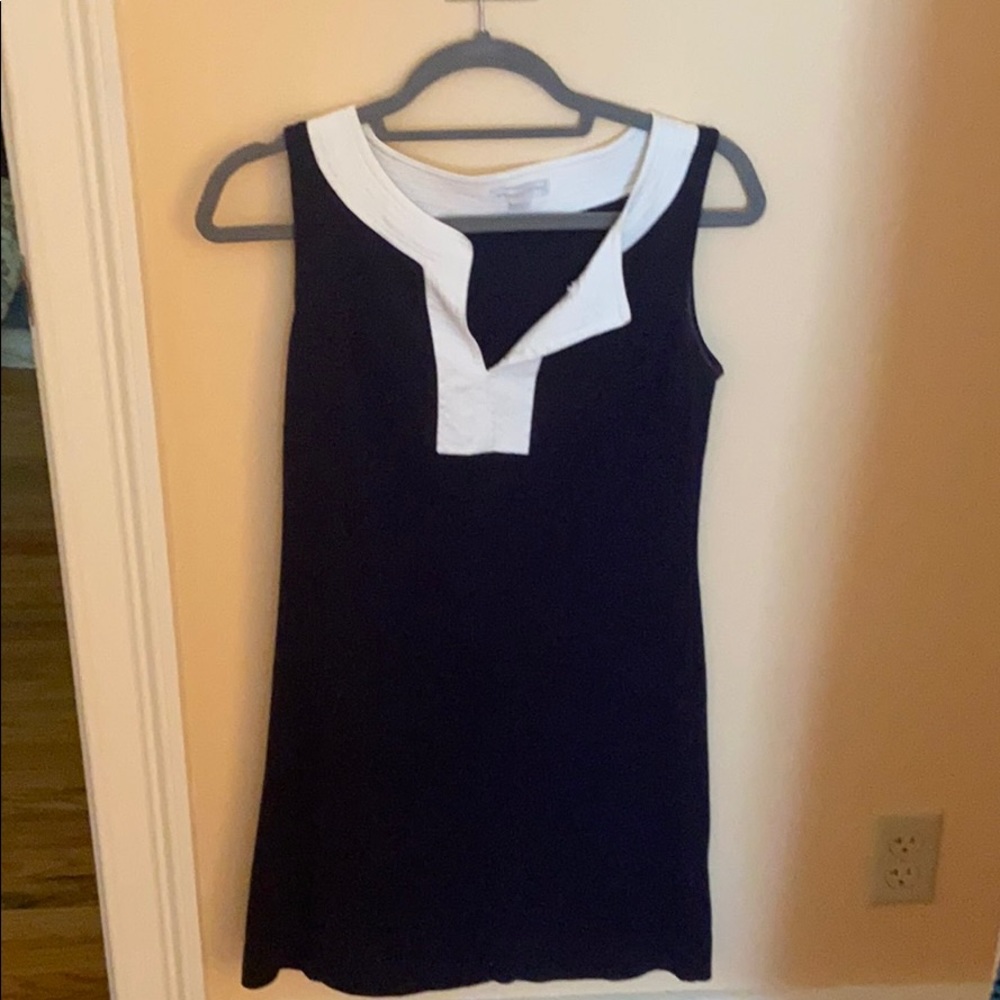 Blue and white dress